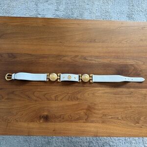 Vintage Iceberg White Genuine Leather Belt Donald Duck 90s Y2K Disney Sz 42